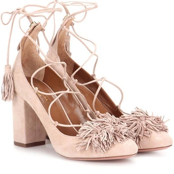 Aquazzura Shoes - AQUAZURRA Wild Thing Fringe Lace Up Heels